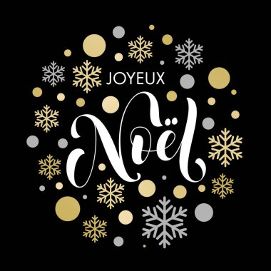 Fransız Noel Joyeux Noel altın glitter metin