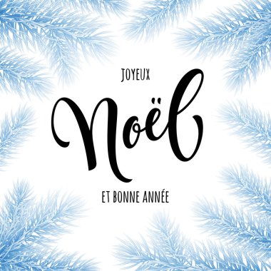 Neşeli Noel Fransızca Joyeux Noel tebrik kartı frost