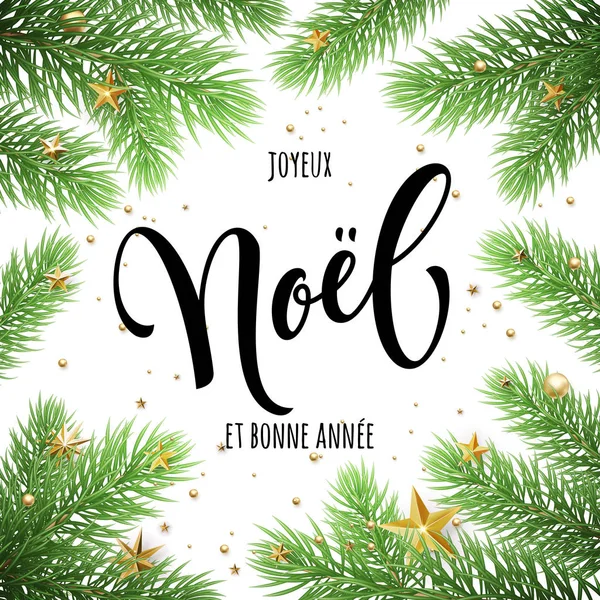 Joyeux Noël français Joyeux Noel branches d'arbre — Image vectorielle