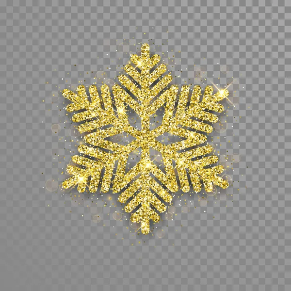 Decoración de copo de nieve con textura de brillo dorado — Vector de stock