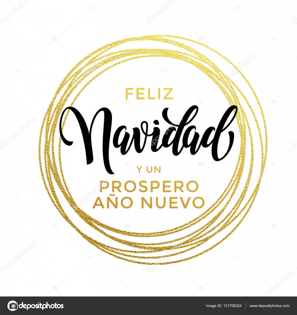 Feliz Navidad, Próspero Ano Nuevo Español Texto de Navidad de Año Nuevo  Vector de stock #131706224 de ©ronedale, image size:963x1024