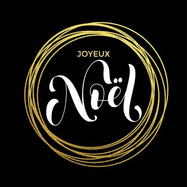Joyeux Noel Fransız Merry Christmas tebrik kartı altın glitter dekorasyon