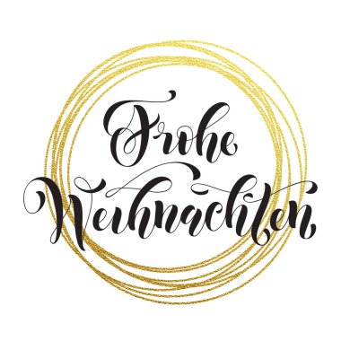 Frohe Weihnachten Almanca neşeli Noel tebrik kartı altın glitter dekorasyon