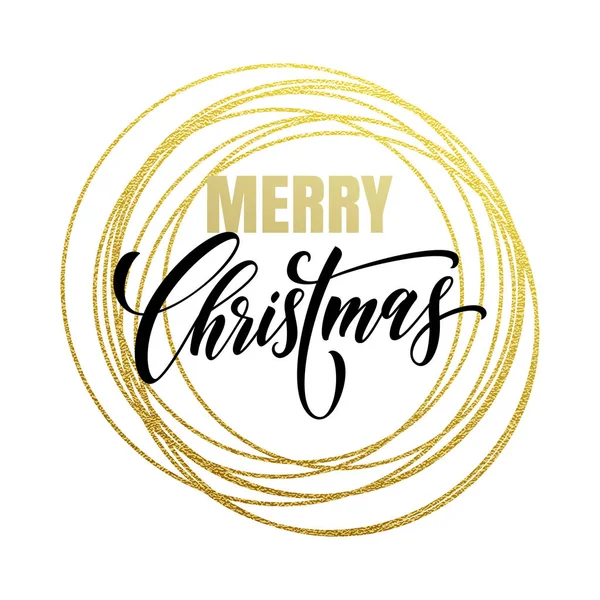 Joyeux Noël carte de vœux or paillettes décoration — Image vectorielle