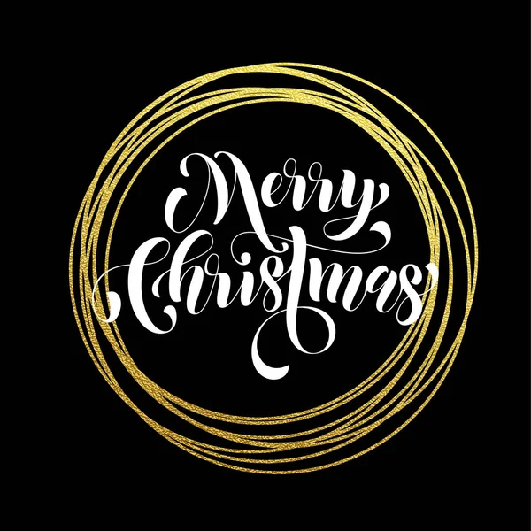 Feliz Navidad tarjeta de felicitación de oro brillo decoración — Vector de stock