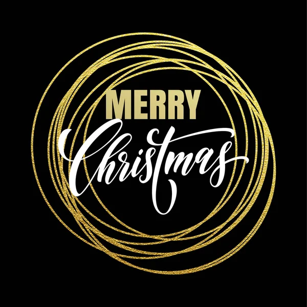 Veselé vánoční pozdrav card zlaté třpytky dekorace — Stockový vektor