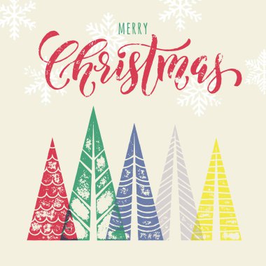 Noel ağacı dekoratif arka plan için tebrik kartı
