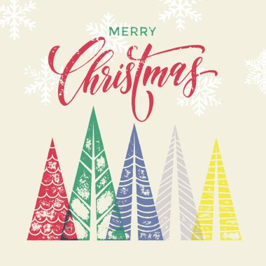 Mutlu tatil için Noel ağacı vektör tebrik kartı