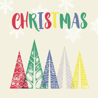 Noel ağacı dekoratif arka plan için tebrik kartı