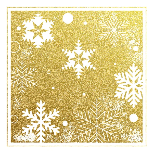 Μοτίβο φόντου Χρυσή κάρτα τα Χριστούγεννα νιφάδες χιονιού — Διανυσματικό Αρχείο