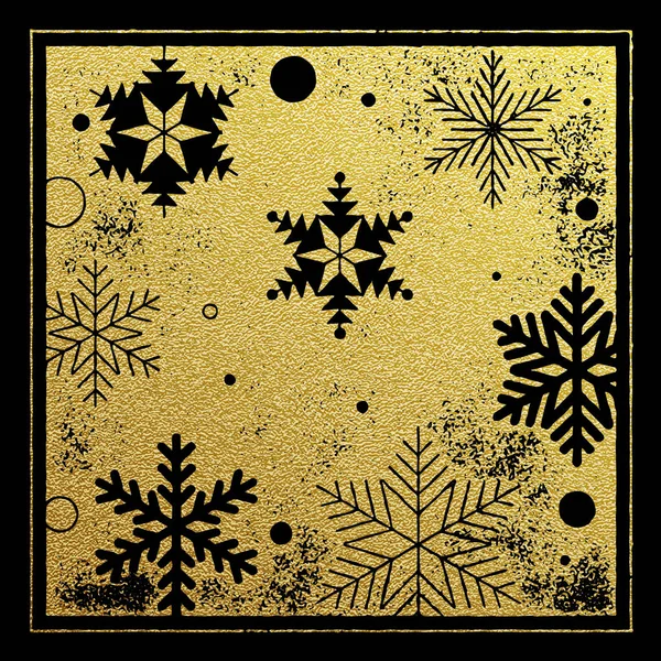 ゴールド キラキラ雪の結晶のクリスマス カードのパターンを背景します。 — ストックベクタ
