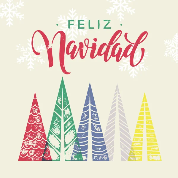 Árboles de Navidad España Feliz Navidad vacaciones de invierno tarjetas de felicitación arte — Vector de stock