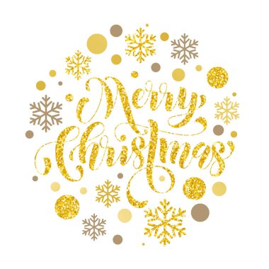 Altın parlak metin ve arka plan Merry Christmas