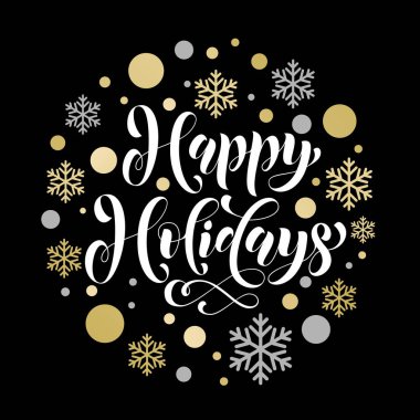 Süsleme desen arka plan Happy Holidays altın dekorasyon vektör metin