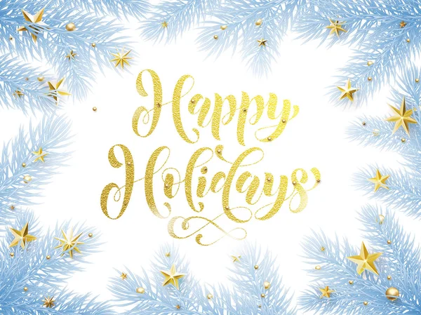 Felices fiestas de invierno tarjeta de felicitación decorativa, cartel — Vector de stock