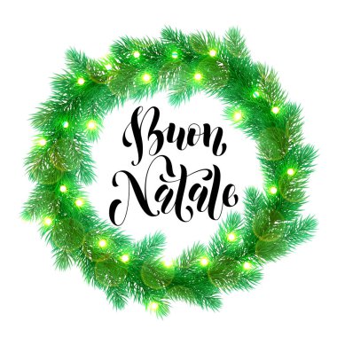 Noel ışıkları dekorasyon İtalyan Buon Natale tasarım öğesi