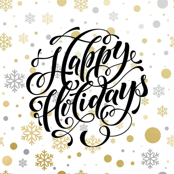 Texto brillante de oro y fondo Felices Fiestas de Navidad — Vector de stock