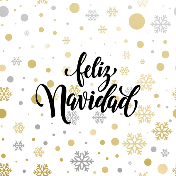 Feliz Navidad glitter oro texto caligrafía español Navidad — Vector de stock