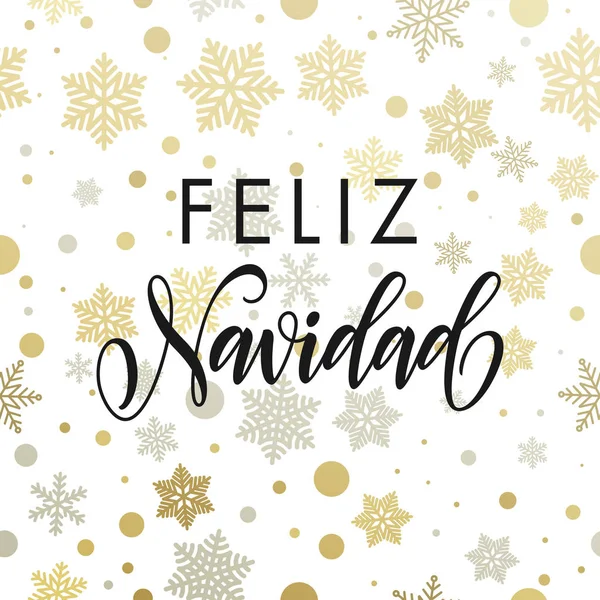 Feliz Navidad złoty brokat kaligrafia tekst hiszpański Boże Narodzenie — Wektor stockowy