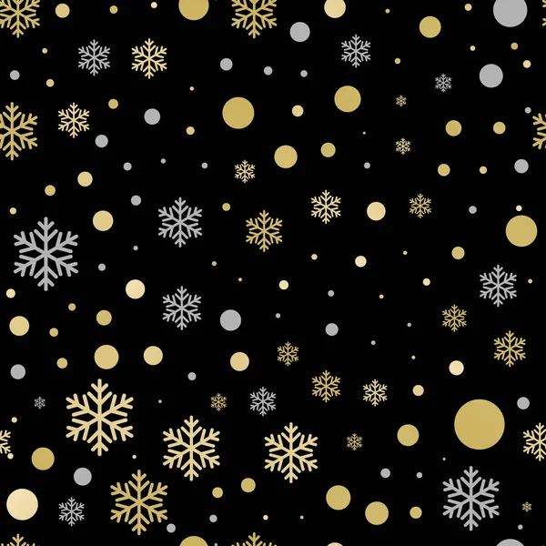 Patrón de nieve decorativo fondo oro snwoflakes ornamentos vector — Archivo Imágenes Vectoriales