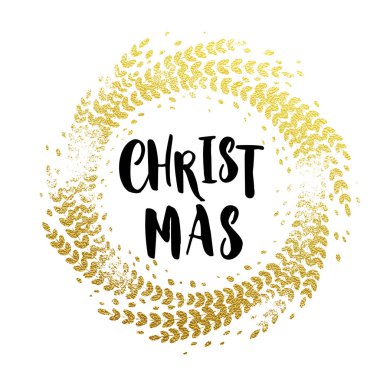 Altın varak glitter dekorasyon altın Merry Christmas tebrik çelenk