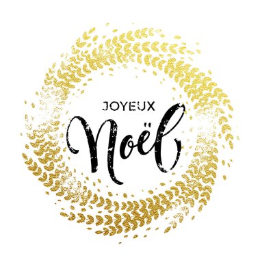 Fransız Merry Christmas Joyeux Noel altın glitter dekorasyon çelenk