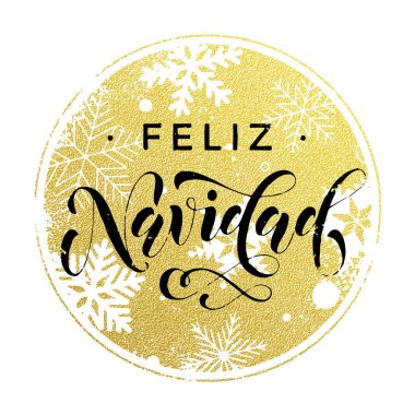 Feliz Navidad altın glitter metin hat İspanyol Noel