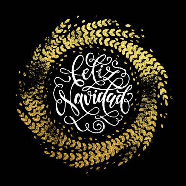 İspanyolca Merry Christmas Feliz Navidad tebrik kartı altın glitter dekorasyon