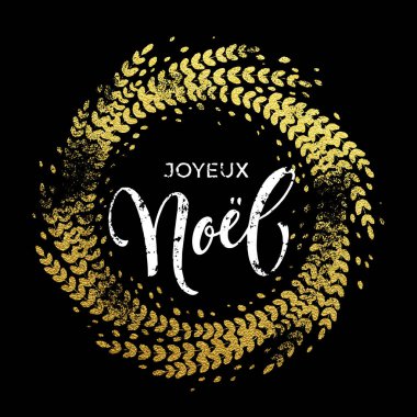 Fransız Merry Christmas Joyeux Noel altın glitter dekorasyon çelenk