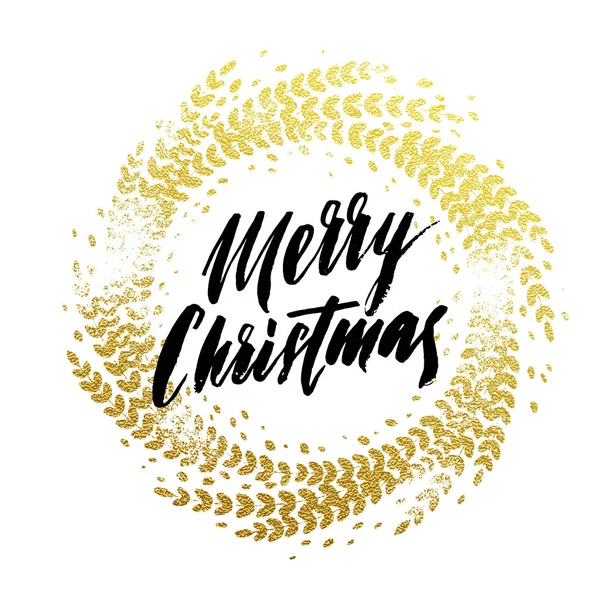Guirnalda de guirnalda de hoja patrón brillo decoración Feliz Navidad saludo — Vector de stock