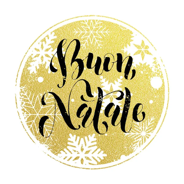 Noel İtalya Buon Natale altın tebrik kartı yazı içinde