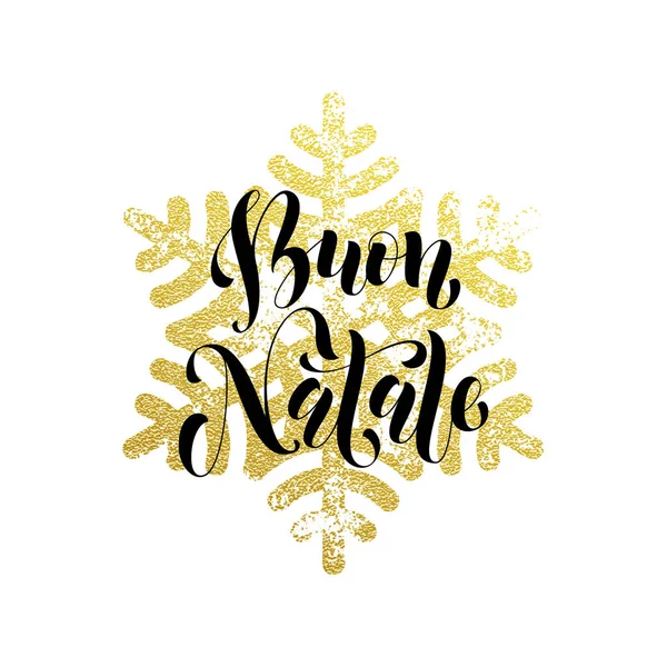 Noël en Italie Buon Natale carte de vœux dorée lettrage — Image vectorielle