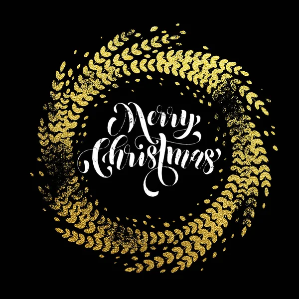 Feliz Navidad tarjeta de felicitación de oro brillo decoración — Vector de stock