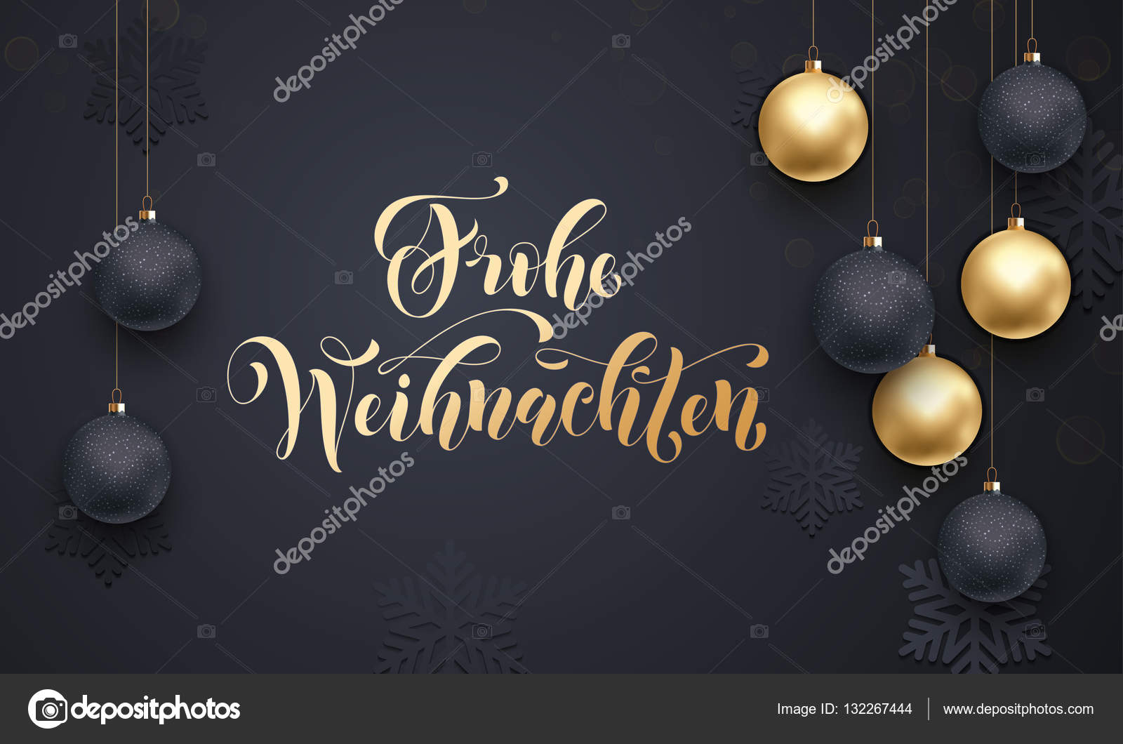 German Merry Christmas Frohe Weihnachten Golden Decoration Calligraphy Lettering Stock Vector Image By C Ronedale 132267444