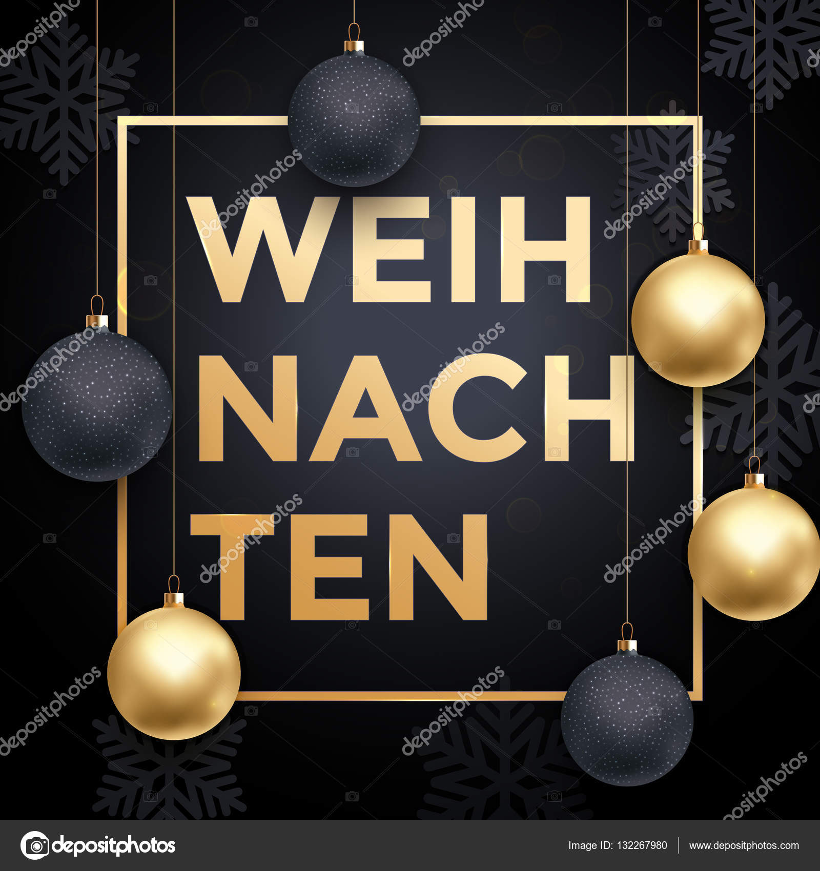 German Christmas Frohe Weihnachten Gold Ornament Decoration Vector Image By C Ronedale Vector Stock 132267980