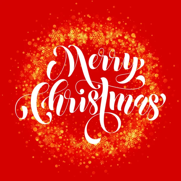Ornament dekorace věnec jiskřící text veselé vánoční vločka glitter — Stockový vektor