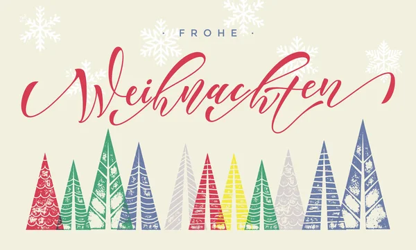 Frohe weihnachten winterurlaub deutsche grußkarte text — Stockvektor
