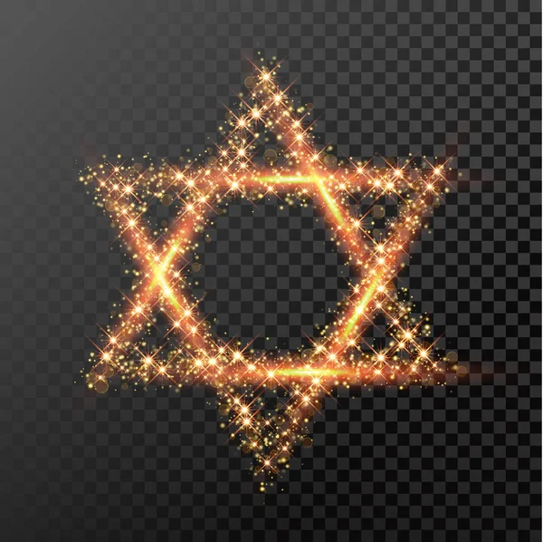 Hanoucca David Star symbole de lumières scintillantes fête juive vacances — Image vectorielle