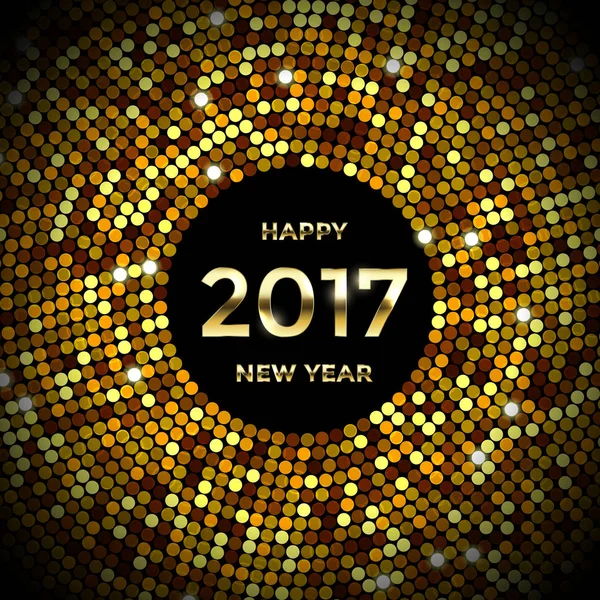 Gold glitter background confetti for New Year greeting card — Stock Vector