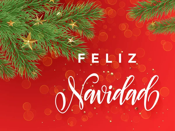 Feliz Navidad española felicitación tarjeta decoración fondo rojo — Vector de stock