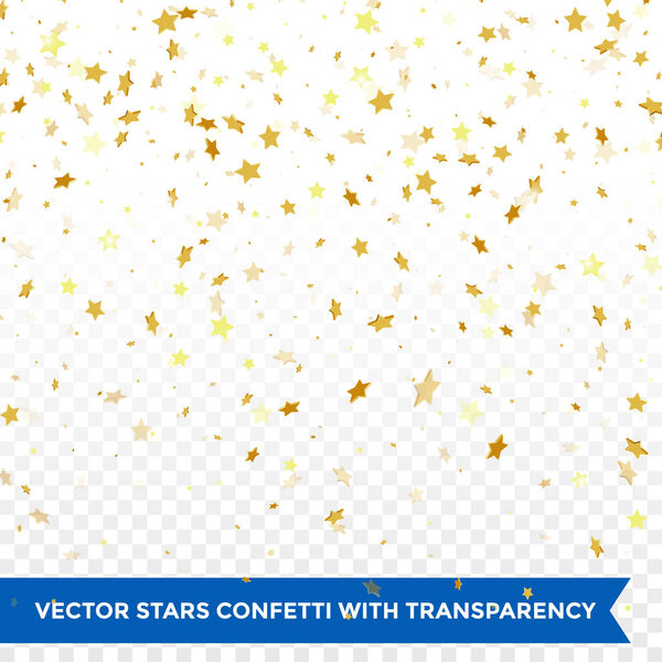 Gold star confetti rain festive holiday background — Stock Vector