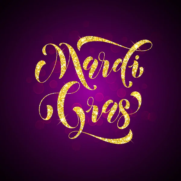 Mardi Gras letras de caligrafía brillo oro para desfile de carnaval — Archivo Imágenes Vectoriales