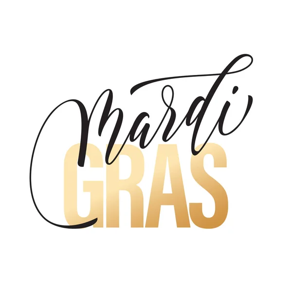 Mardi Gras carnaval gouden kalligrafie belettering — Stockvector