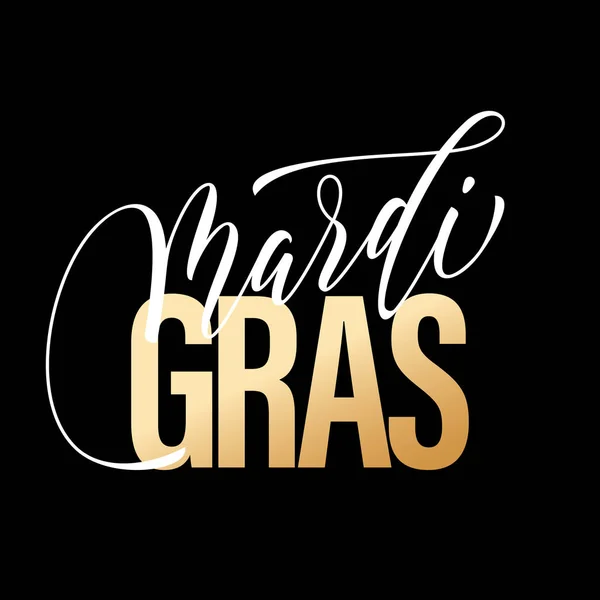 Mardi Gras gouden kalligrafie belettering voor Fat dinsdag vakantie carnaval — Stockvector