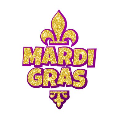 Mardi Gras Fleur de Lis yazı maskeli balo karnaval için