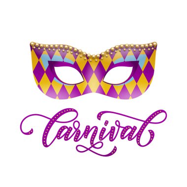 Carnival mask with harlequin pattern for Mardi Gras Venetian masquerade clipart