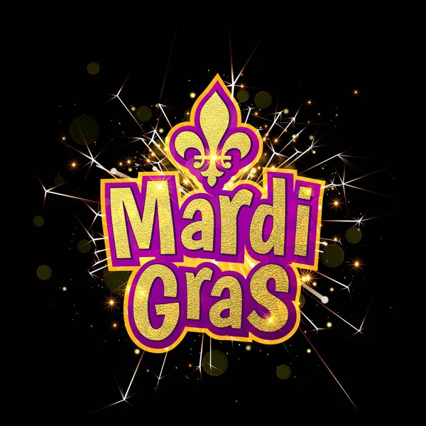 Fleur de Lis lily Mardi Gras maskara karnevál tűzijáték — Stock Vector