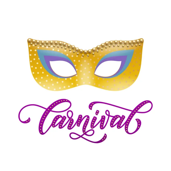 Texto de carnaval de máscaras para Mardi Gras o festival de máscaras venecianas — Vector de stock