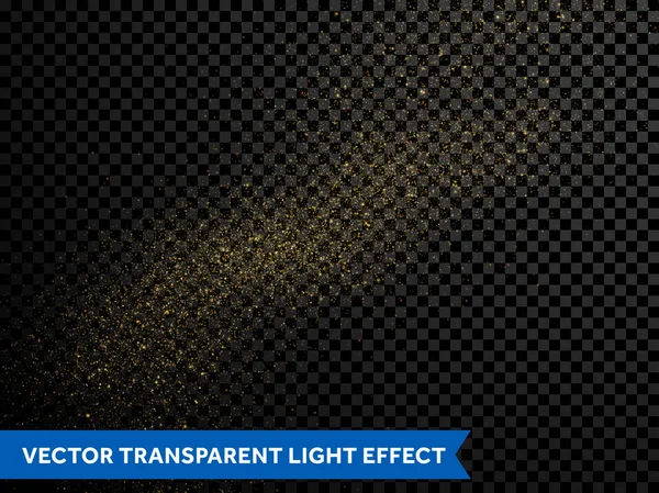 Parlak altın glitter parçacıklar efekti, altın ışıltılı alan yıldız tozu — Stok Vektör