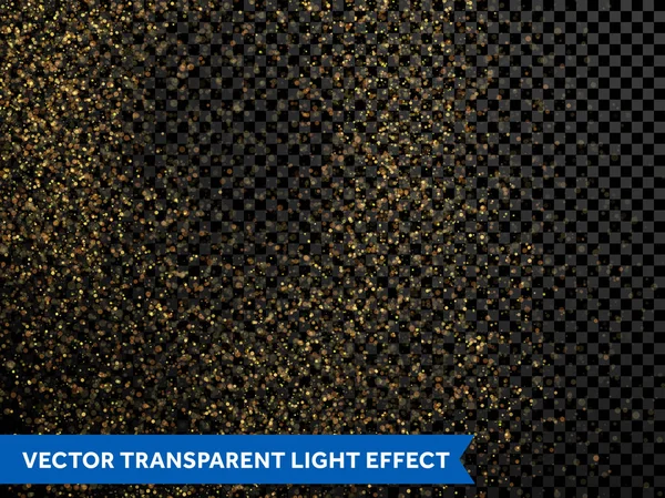 Golden confetti particles glitter, sparkling gold dust texture — Stock Vector